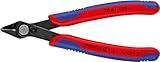 KNIPEX Electronic Super Knips, Elektronik-Seitenschneider für weiche Drähte und Lichtwellenleiter LWL, Rostschutz brüniert, 125 mm, 78 61 125, Rot/blau
