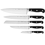 WMF Spitzenklasse Plus Messerset 5teilig, Made in Germany, 5 Messer geschmiedet, Küchenmesser, Performance Cut, Spezialklingenstahl, Schwarz