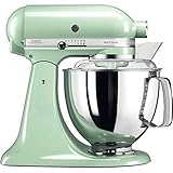 KitchenAid Küchenmaschine I Artisan I Kippbarem Food Processor I Teigknetmaschine mit 5 Zubehör | 2 Schüsseln aus Edelstahl | 4.8 L | Pistaccio