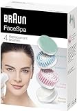 Braun FaceSpa Gesichtsreinigungsbürste Damen, Ersatzbürsten, 4 Stück, für Braun Gesichtsreinigungsgeräte, SE80mv, grün/blau/pink/weiß