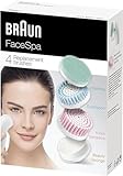 Braun FaceSpa Gesichtsreinigungsbürste Damen, Ersatzbürsten, 4 Stück, für Braun Gesichtsreinigungsgeräte, SE80mv, grün/blau/pink/weiß