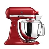 KitchenAid Küchenmaschine I Artisan I Kippbarem Food Processor I Teigknetmaschine mit 5 Zubehör | 2 Schüsseln aus Edelstahl | 4.8 L | Empire Rot