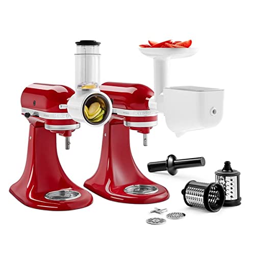 KitchenAid Zubehör Fleischwolf, Gemüse- oder Obst Pürieraufsatz und Multifunktionsreibe - 5KSM2FPPC - Fleisch- und Gemüseschneider für Küchenmaschine