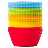 GOURMEO Muffinform aus Silikon - 25 Bunte Formen - Wiederverwendbare Cupcake & Muffinförmchen - Umweltschonend und BPA frei Backförmchen in Blau, Rot, Gelb, Grün und Orange