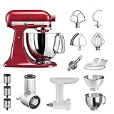 KitchenAid Artisan Küchenmaschine mit Gemüseschneider, Fleischwolf und vielem Zubehör, 5KSM175PSEER (Empire Rot)