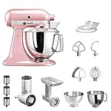 KitchenAid Küchenmaschine Artisan 5KSM175 STARTER PAKET inkl. Gemüseschneider Fleischwolf und Standardzubehör Dein Einstieg in die KitchenAid Welt (Seidenpink)