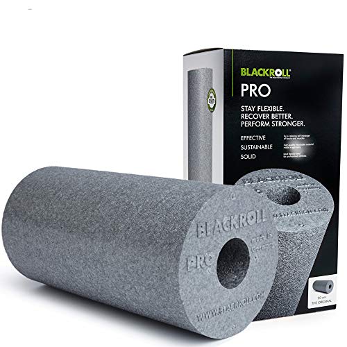 BLACKROLL® PRO Faszienrolle (30 x 15 cm), Fitness-Rolle für intensive Anwendungen, effektive Massagerolle für funktionales Training, harter Härtegrad, Made in Germany, Grau