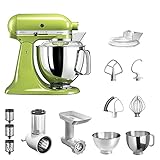 KitchenAid Küchenmaschine Artisan 5KSM175 STARTER PAKET inkl. Gemüseschneider Fleischwolf und Standardzubehör Dein Einstieg in die KitchenAid Welt (Apfelgrün)