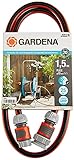Gardena Anschlussgarnitur Comfort FLEX 13 mm (1/2 Zoll), 1,5 m: Schlauchadapter zum Anschluss des Schlauchwagens, hochwertiger Schlauch mit Schnellkupplungen und Hahnstück,25 bar Berstdruck (18040-20), 20 x 20 x 30 cm