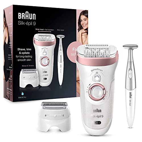 Braun 4210201190325 Silk-epil 9 9/890 SkinSpa SensoSmart Epilierer mit 7 Extras, rosegold