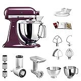 KitchenAid Küchenmaschine Artisan 5KSM175 STARTER PAKET inkl. Gemüseschneider Fleischwolf und Standardzubehör Dein Einstieg in die KitchenAid Welt (Holunderbeere)